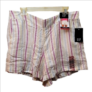 GAP linen shorts multi colored stripes XL pockets summer vacation resort beach